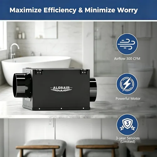 Miniatura 2 de ALORAIR - Ventilador de escape en línea de 4 pulgadas para baño ultra silencioso de 170 CFM para baño, ático, cocina, garaje, lavandería