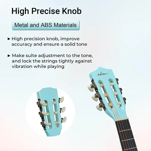 Miniatura 6 de ADM - Guitarra acústica para principiantes de 36 pulgadas, cuerdas de nailon, guitarra de madera para niños y estudiantes, lecciones en línea