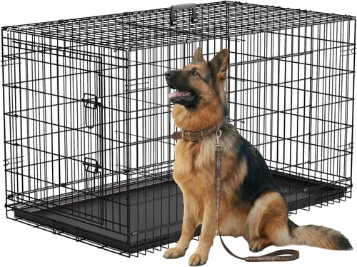 Miniatura 13 de FDW Jaula para perros con doble puerta, jaula plegable de alambre de metal de 36 pulgadas con bandeja extraíble y panel divisor, jaula para mascotas