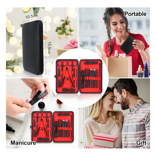 Miniatura 7 de Juego de manicura, juego de cuidado de uñas de acero inoxidable, herramienta profesional de aseo para uñas encarnadas, kit de pedicura y cortador
