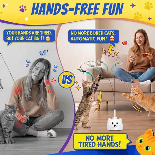 Miniatura 4 de CATPICK Juguetes interactivos para gatos de interior, juguete eléctrico automático de plumas de pájaro volador – El mejor juguete de enriquecimiento