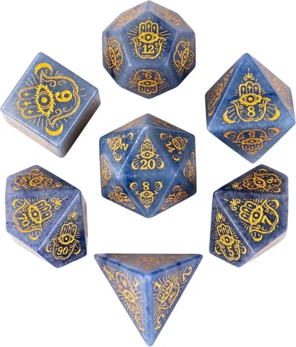 Miniatura 19 de UDIXI Juego de dados de piedras preciosas de amatista, dados DND de piedra de cristal D&D con estuche de regalo para juegos de rol y juegos de mesa