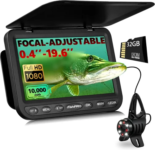 Miniatura 11 de [Actualización FishPRO® 2026] Cámara de pesca submarina NO.1 HD 1080P de 7 pulgadas, IPS- con 10,000 mAh (fácil de usar), cámara de pesca en hielo