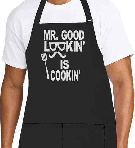 Miniatura 13 de Delantal de chef personalizado para hombres, diseño bordado personalizado, cocina profesional, barbacoa, parrilla, para papá, decorado en Estados
