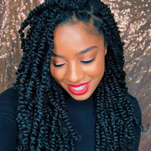 Miniatura 21 de 8 paquetes de extensiones de cabello sintético pretrenzado y prerrizado de ganchillo de 14 pulgadas, con rizos de pasión, para mujeres negras