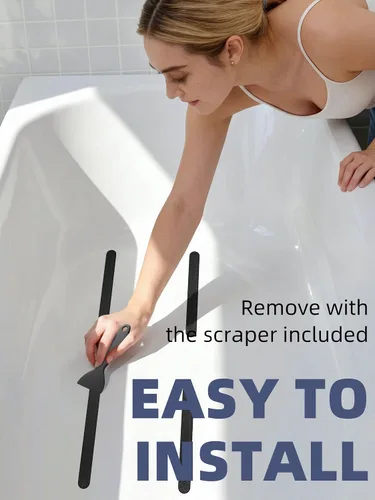 Miniatura 6 de Secopad Calcomanías de ducha antideslizantes originales para bañera y ducha, tiras de seguridad adhesivas fuertes con raspador, ideal para familias