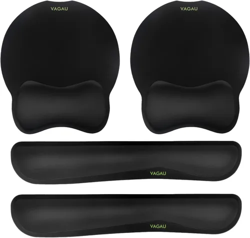 VAGAU Reposamuñecas para teclado y mouse pad de alta calidad, juego de espuma viscoelástica ergonómica para oficina, laptop, Mac, computadora y