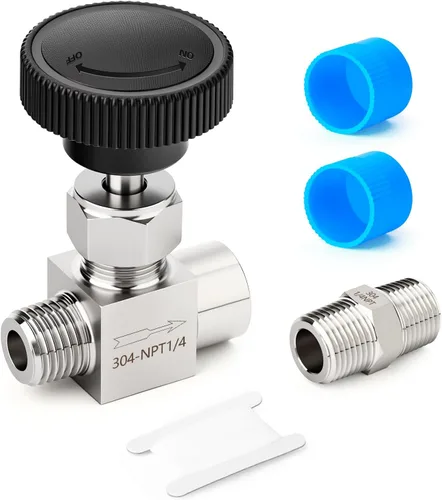 Miniatura 23 de TAISHER 1 pieza Válvula de aguja recta de acero inoxidable 304 1/2" NPT macho x 1/2" NPT hembra para control de flujo de agua, gas, aceite con rosca