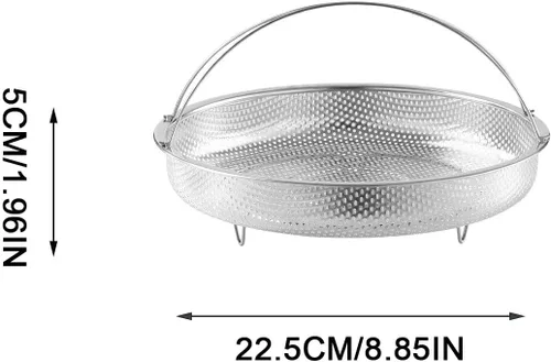Miniatura 2 de Cesta de vapor multifuncional todo en uno con asa, cesta de drenaje de acero inoxidable para el hogar, malla fina al vapor, apta para lavavajillas