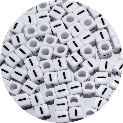 Miniatura 16 de Cuentas cuadradas de letras acrílicas de 0.236 x 0.236 pulgadas, cuentas A del alfabeto para pulseras, joyería, llavero DIY, 100