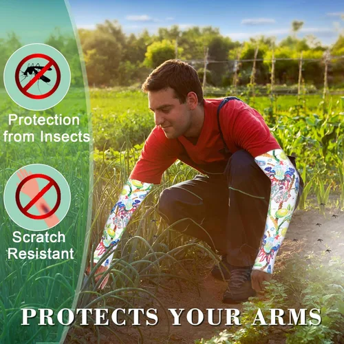 Miniatura 6 de 4 pares de mangas de jardinería antideslizantes para el brazo con agujero para el pulgar, manga solar, mangas refrescantes para los brazos