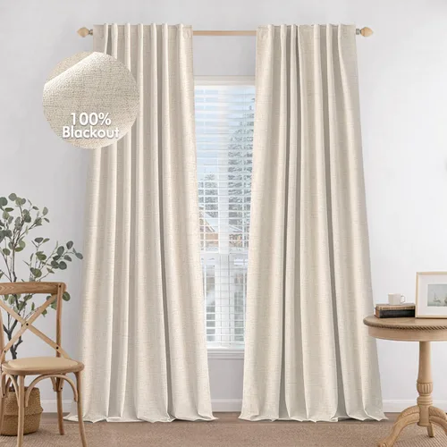 Miniatura 13 de MIULEE Cortinas 100% opacas de 84 pulgadas de largo de lino, cortinas y drapeados, juego de 2 paneles para dormitorio, pestaña trasera, sala