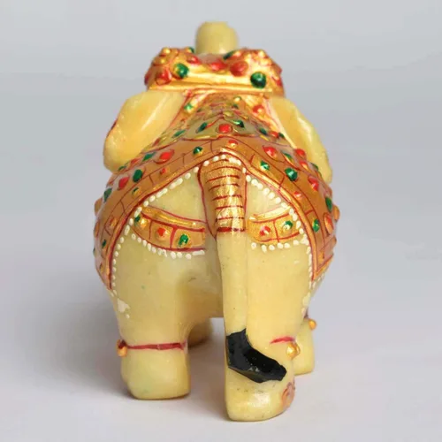 Miniatura 2 de GEMHUB Estatua de elefante de jade amarillo tallada de aproximadamente 1862.50 quilates para decoración del hogar y propósito de regalo
