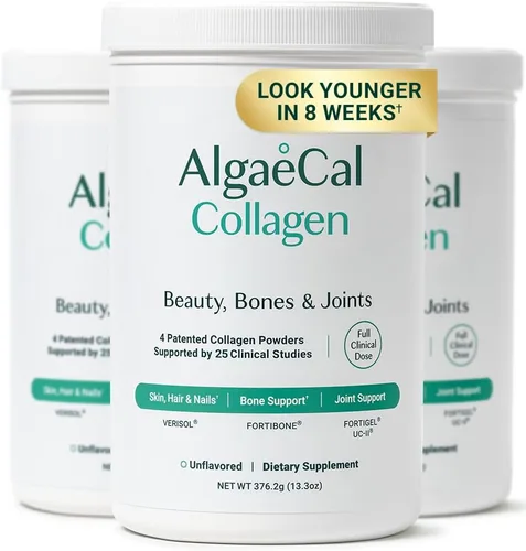 Miniatura 13 de ALGAECAL Colágeno: 4 Péptidos clínicamente respaldados VERISOL®, FORTIGEL®, UC-II®, FORTIBONE®, Polvo de colágeno hidrolizado antienvejecimiento, 30