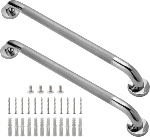 Miniatura 14 de Barra de agarre para ducha, paquete de 2 barras de agarre de baño gris de 12 pulgadas, barras de agarre antideslizantes de acero inoxidable 304