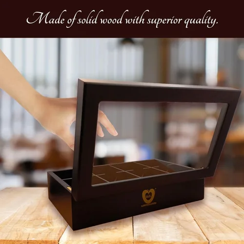 Miniatura 2 de BJOYFUL&LOVED BJL Organizador de bolsitas de té, caja de té de madera con 8 compartimentos, soporte de gran capacidad para almacenamiento, Negro