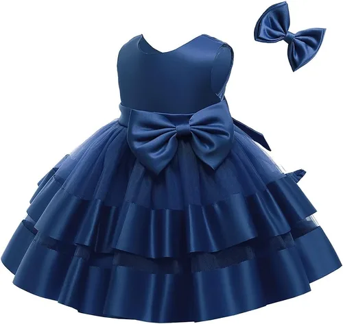 Miniatura 3 de AIMJCHLD 0-6T - Vestido de flores sin espalda en V para niñas, vestido de boda con lazo para el pelo
