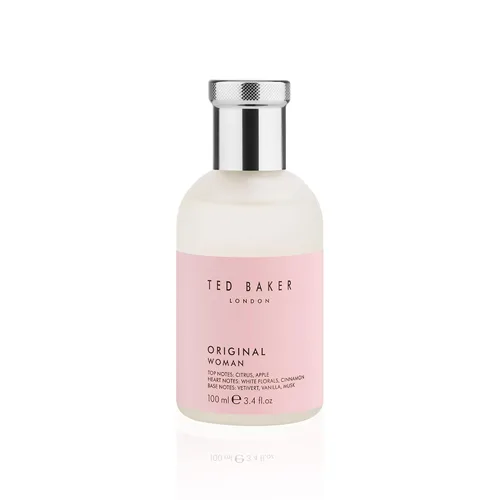 Ted Baker Woman Pink EDT, fragancia femenina verde floral, notas de apertura, durazno fresco, bergamont y mandarina con almizcle cálido, vainilla y