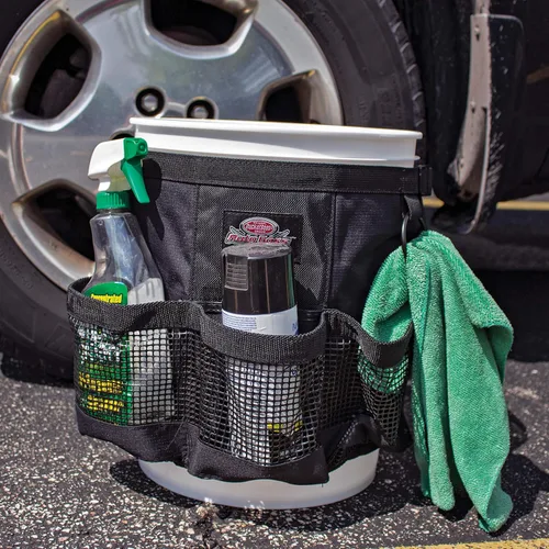 Miniatura 3 de Bucket Boss - Organizador para un cubo de 5 galones, con tela de secado rápido, bolsillos de malla exteriores para suministros de lavado de coche