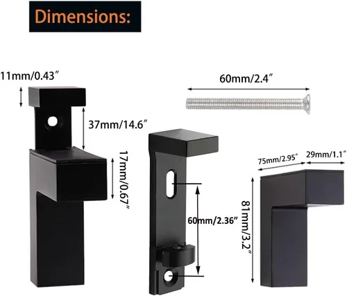 Miniatura 2 de Soporte de metal ajustable de madera/vidrio para estante de pared, soportes de montaje, soporte de pared para estante de 0.197-1.181 in
