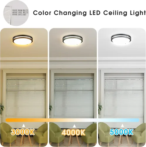 Miniatura 4 de Energetic - Lámpara de techo empotrada LED de 14 pulgadas, 3000K/4000K/5000K color ajustable, lámpara de techo regulable para dormitorio, cocina