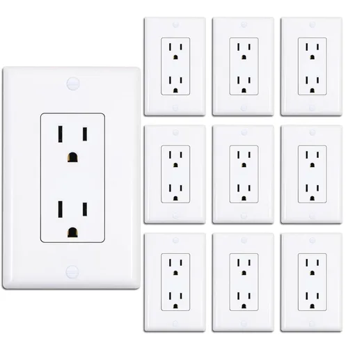 ThunderWay Toma de corriente decoradora con placa de pared, toma eléctrica no resistente a manipulaciones, 15 amperios/125 V, autoconectada,