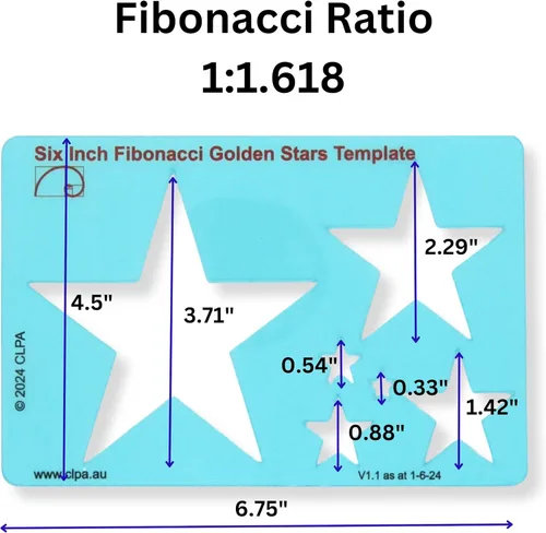 Miniatura 3 de Plantilla de plantilla de estrella de 6 pulgadas - Herramienta de proporción dorada para dibujar - Plantilla Fibonacci - Plantilla geométrica
