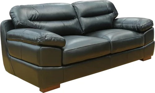 Sunset Trading Jayson - Sofá negro de cuero de grano superior de 89 pulgadas de ancho, asiento profundo