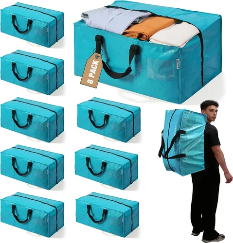 Miniatura 27 de WORKPRO 1 paquete de bolsas de mudanza extra grandes con cremalleras y asas de transporte, correas de mochila, bolsa de almacenamiento resistente