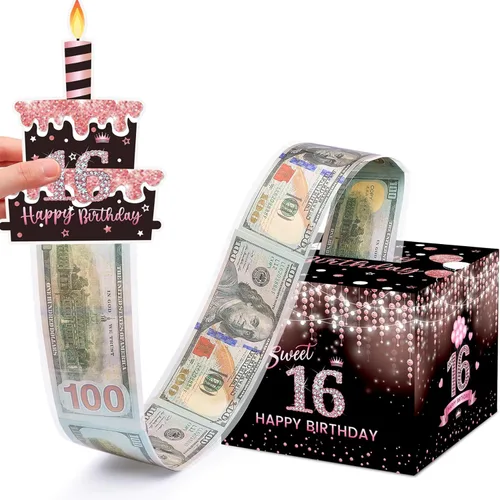 Miniatura 16 de Caja de dinero de cumpleaños para regalo en efectivo, cajas de regalo sorpresa para dinero, caja de dinero con tarjeta de feliz cumpleaños extraíble