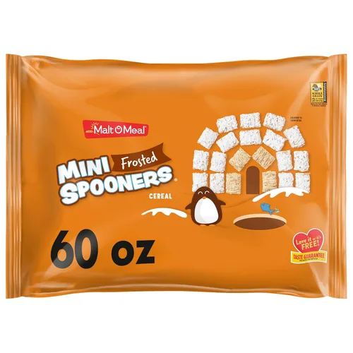 Miniatura 12 de Malt-O-Meal Frosted Mini Spooners Cereal de desayuno de grano entero, cereal de trigo desmenuzado glaseado crujiente, cereal grande para la familia