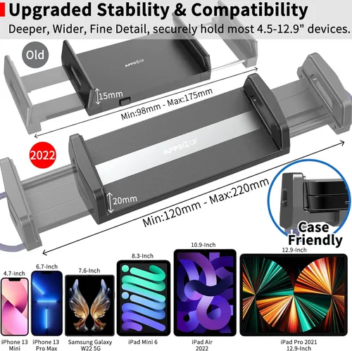 Miniatura 7 de APPS2Car Soporte universal para coche [2 en 1] Ranura de CD Tablet Soporte de coche para tableta de 4.7-11 pulgadas, soporte de teléfono celular