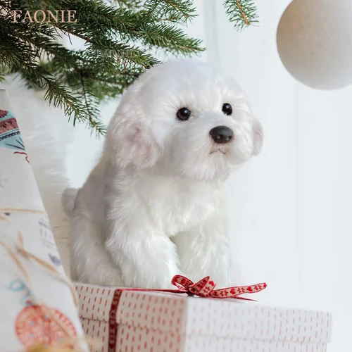 Miniatura 7 de Animal de peluche maltés, peluche de perro realista, animal de peluche realista, mascota de compañía, juguetes esponjosos de perrito de peluche
