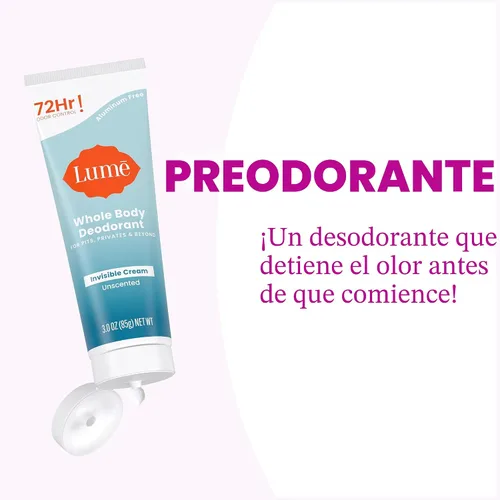 Miniatura 6 de Lume Desodorante para todo el cuerpo, tubo de crema invisible, control de olores de 72 horas, sin aluminio, sin bicarbonato de sodio, seguro