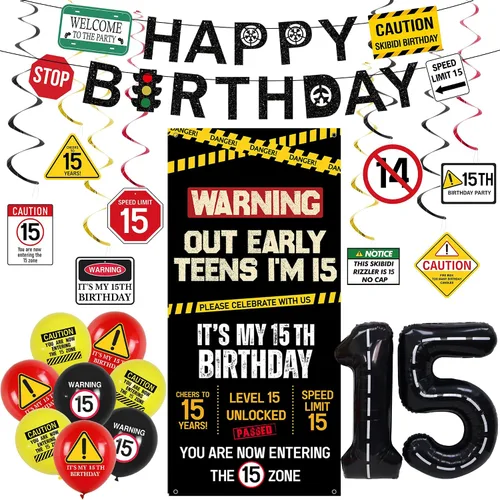 Miniatura 16 de Roetyce Decoraciones de cumpleaños número 10 para niños y niñas, pancarta negra de un dígito con la frase "I'm 10", globos colgantes en espirales
