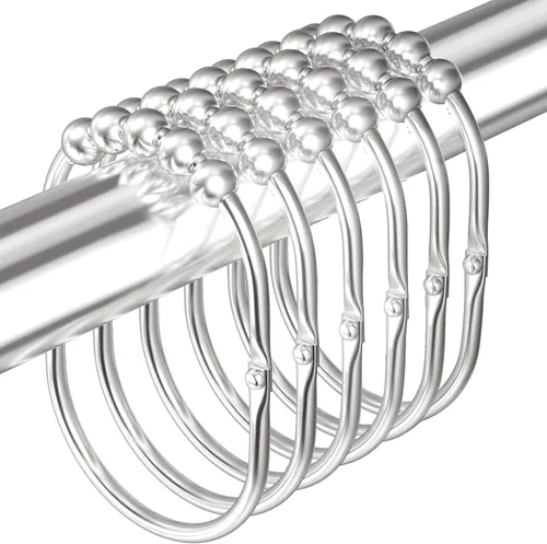 Miniatura 8 de MENGJINGO 12 anillos anchos para cortina de ducha, acero inoxidable a prueba de óxido, anillos de ganchos de ducha resistentes para barras de ducha