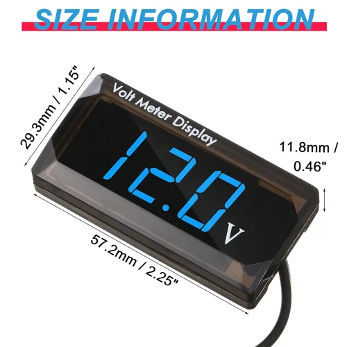 Miniatura 3 de 2 Piezas de Voltímetro Digital para Coche DC 4 a 28V, Medidor de Voltaje 12V, Medidor de Audio para Coche, Pantalla LED, Voltímetro de Voltaje