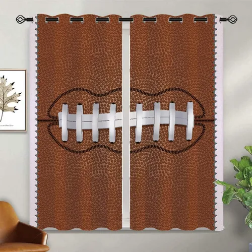 Miniatura 2 de Cortinas opacas de fútbol americano Sports America para niñas y niños, decoración del hogar, fondo de primer plano de cordones de rugby, cortinas