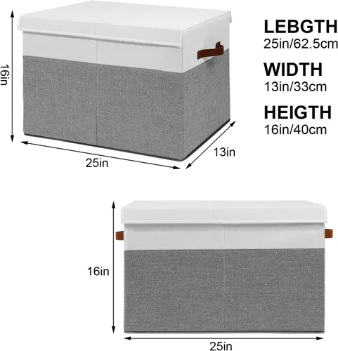 Miniatura 5 de Gowee Caja grande de almacenamiento de juguetes con tapa, cesta organizadora de juguetes resistente con divisores para niños, niñas, guardería, Gris