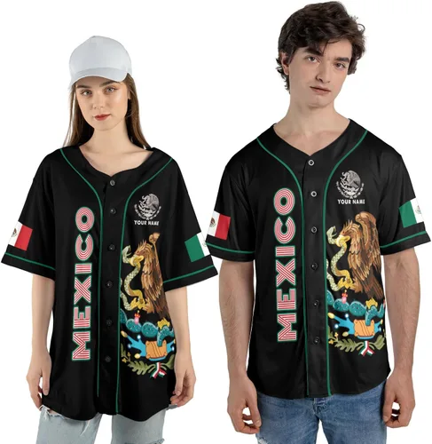 Miniatura 4 de Woseprints - Camiseta de béisbol mexicana personalizada para hombres y mujeres, con bandera mexicana, orgullo de la bandera mexicana
