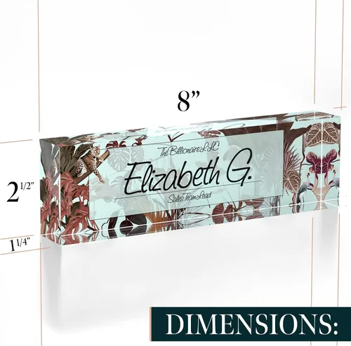 Miniatura 7 de Placa de nombre personalizada para escritorio, placas de nombre personalizadas para escritorio, 2½ x 8 pulgadas, acrílico grueso cristalino, caja