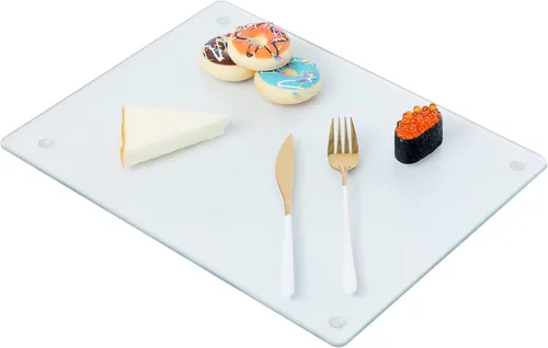Miniatura 11 de Tabla de cortar de vidrio Murrey Home para encimera de cocina, tablas de cortar de vidrio templado aptas para lavavajillas, bandeja pequeña Suave