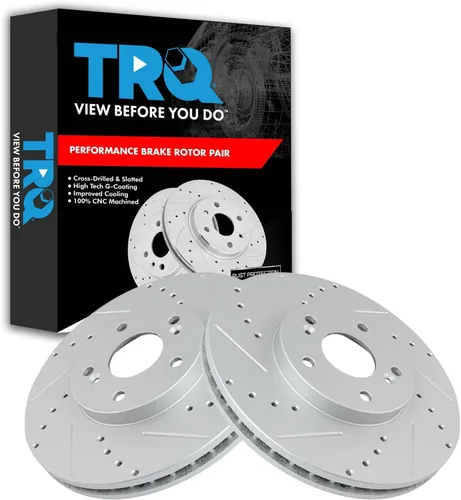 Miniatura 35 de TRQ Juego de rotores de freno de rendimiento trasero con revestimiento G premium compatible con Mazda 6 2014-2021