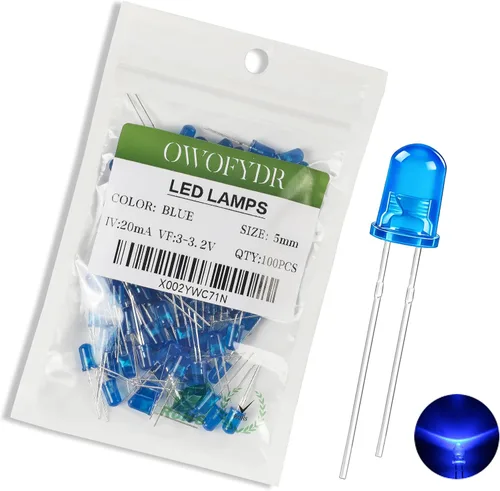 Miniatura 16 de 100 lámpara LED de diodo de luz blanca cálida de 5mm (Lente Transparente Redonda DC 3V 20mA) Bombilla de iluminación, componente electrónico, luz