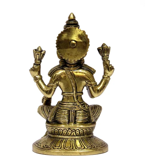 Miniatura 7 de eSplanade Escultura de estatua de ídolo de Murti de Laxmi Lakshmi de latón Ídolos Pooja - Decoración para el hogar Dorado - 6.75 pulgadas