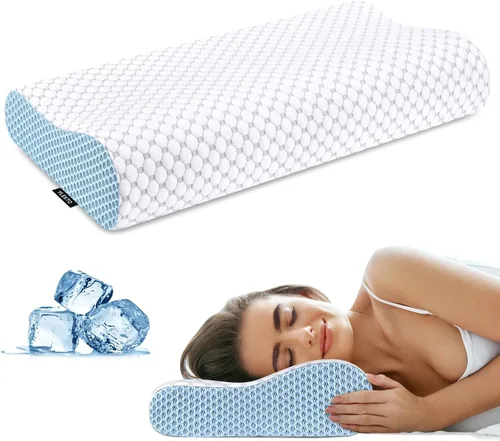 Miniatura 10 de Almohada cervical para el cuello para aliviar el dolor, almohadas de espuma viscoelástica de contorno para dormir, almohada ergonómica, almohada