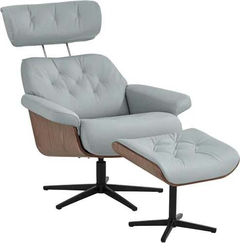 Miniatura 9 de Benchmaster Sillón reclinable y otomano giratorio ajustable color azul cielo Melia