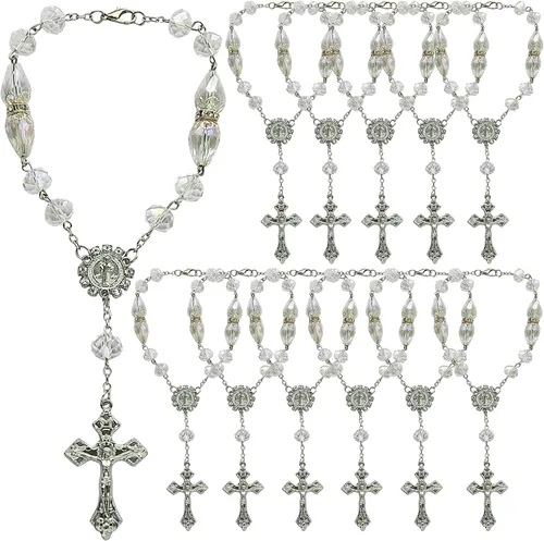 Rosario de la década de cristal Bautizo Fiesta Favor (12 piezas) Quinceañera Boda Primera Comunión Niño Niña Regalo Bautizo Celebración de Eventos