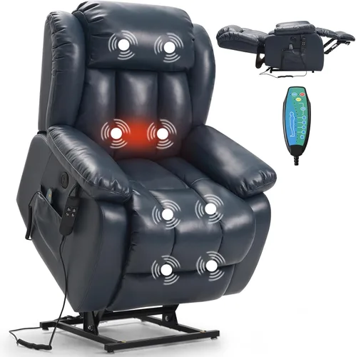 Miniatura 11 de PARKOL Silla reclinable eléctrica para ancianos y personas mayores, sillón reclinable eléctrico de cuero transpirable con masaje por vibración