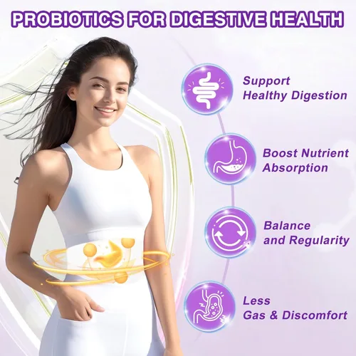 Miniatura 3 de ZEBORA Probióticos para la salud digestiva con enzimas y prebióticos, probióticos vaginales con manosa D y arándano, 100 mil millones de UFC